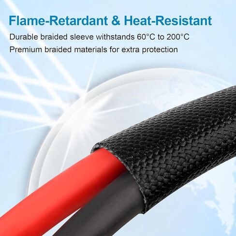 XRDS -RF Solar Panel Cable 30FT, 10AWG Solar Extension Cable with Male & Female Solar Connectors, Flame-Retardant Protective Sleeving Solar Cable, Weatherproof PV Wire for Solar Panel Connection in Saudi Arabia