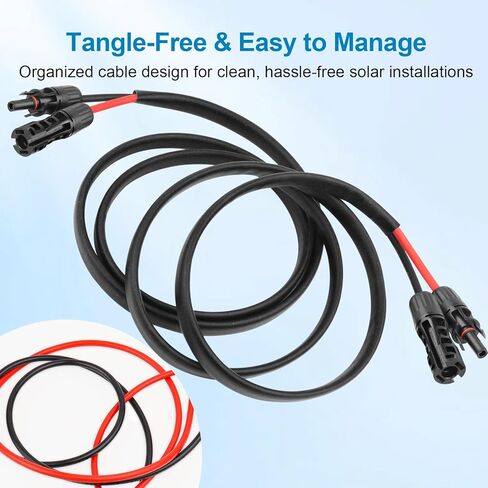 XRDS -RF Solar Panel Cable 30FT, 10AWG Solar Extension Cable with Male & Female Solar Connectors, Flame-Retardant Protective Sleeving Solar Cable, Weatherproof PV Wire for Solar Panel Connection in Saudi Arabia