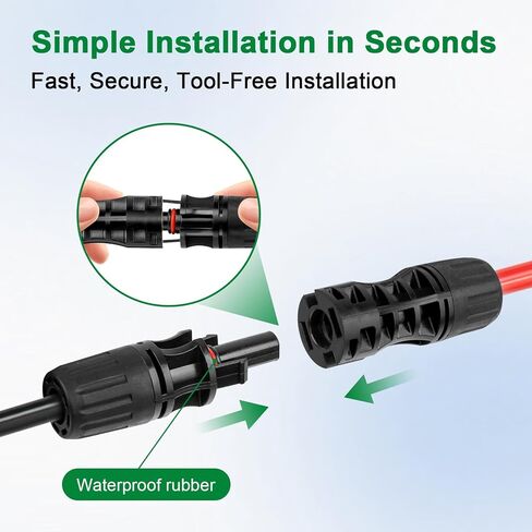 XRDS -RF Solar Panel Cable 30FT, 10AWG Solar Extension Cable with Male & Female Solar Connectors, Flame-Retardant Protective Sleeving Solar Cable, Weatherproof PV Wire for Solar Panel Connection in Saudi Arabia