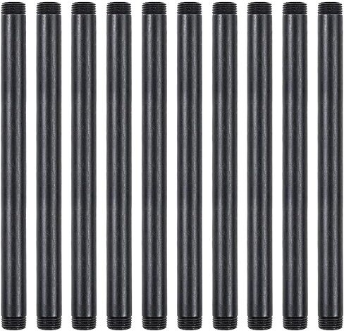 10 Pack 1/2 Inches x 8 Inches Black Malleable Steel Nipples Fitting, DIY Steampunk Industrial Vintage Style. in Kuwait