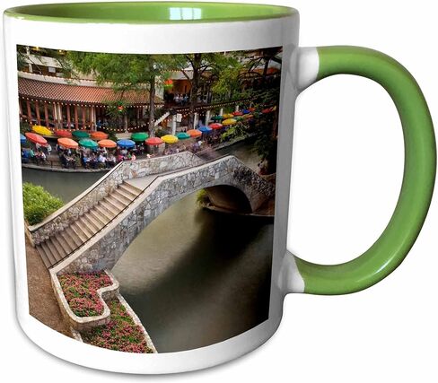 3dRose Outdoor Café, River Walk, San Antonio, Texas Adam Jones Two Tone Mug, 11 oz, Red/White in Saudi Arabia