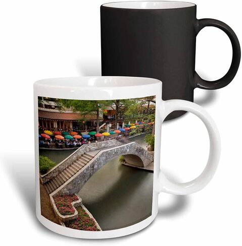 3dRose Outdoor Café, River Walk, San Antonio, Texas Adam Jones Two Tone Mug, 11 oz, Red/White in Saudi Arabia
