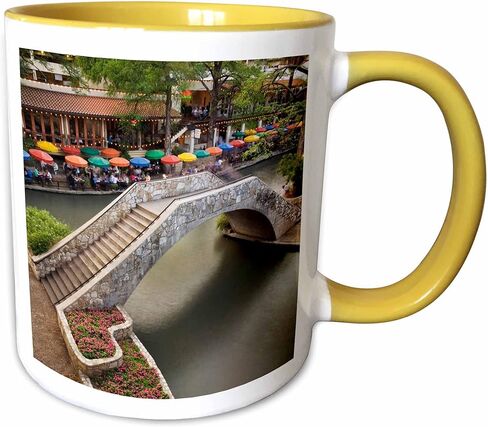 3dRose Outdoor Café, River Walk, San Antonio, Texas Adam Jones Two Tone Mug, 11 oz, Red/White in Saudi Arabia