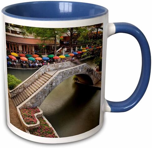 3dRose Outdoor Café, River Walk, San Antonio, Texas Adam Jones Two Tone Mug, 11 oz, Red/White in Saudi Arabia