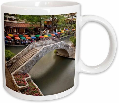 3dRose Outdoor Café, River Walk, San Antonio, Texas Adam Jones Two Tone Mug, 11 oz, Red/White in Saudi Arabia