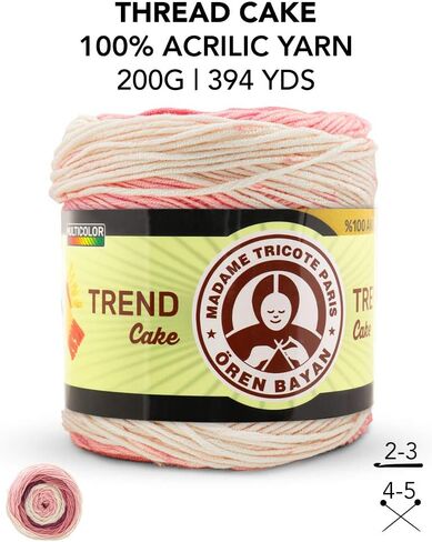 Trend Cake 100% Acrylic Multicolor Yarn Nm 1.8 Multicolor White,Purple and Pink in Saudi Arabia