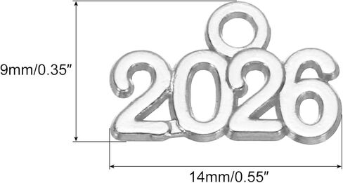 سحر رقم السنة المعدنية من MECCANIXITY، شرابة تخرج ساحرة لعام 2026 لصنع المجوهرات بنفسك، أساور القلادة، سلسلة المفاتيح in Kuwait