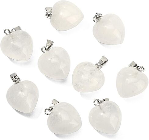 LiQunSweet 10 Pcs Natural Genuine Tiger Eye Pendants Stone Heart Crystal Charm Healing Reiki Chakra Pendants Bulk for Jewelry Making - 18~19mm in Saudi Arabia