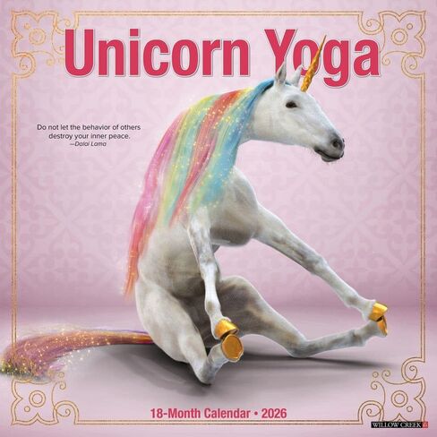 Willow Creek Press, Unicorn Yoga 2026 Wall Calendar, 12'' X 12'', 18-Month Calendar with Stapled Binding in Saudi Arabia