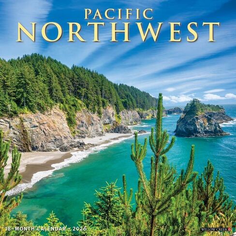 Willow Creek Press, Pacific Northwest Travel and Events 2026 Wall Calendar, 12'' X 12'', 18-Month Calendar with Stapled Binding in Saudi Arabia