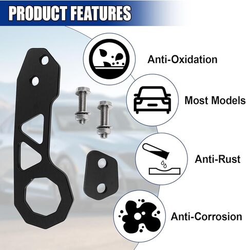 Car Rear Tow Towing Hook, Aluminum Alloy Car JDM Rear Bumper Trailer Ring Decoration, Universal Racing Style Towing Hook Accessories for Cars SUVs Trucks (Black) in Saudi Arabia