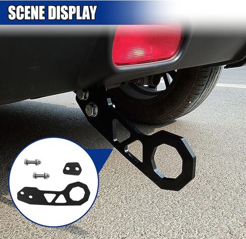Car Rear Tow Towing Hook, Aluminum Alloy Car JDM Rear Bumper Trailer Ring Decoration, Universal Racing Style Towing Hook Accessories for Cars SUVs Trucks (Black) in Saudi Arabia
