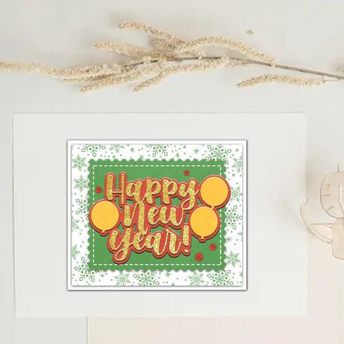 Happy New Year Die Cuts for Card Making Balloon Metal Cutting Dies Sets for DIY Handmade Scrapbooking Paper Crafting Festivals Album Party Wedding Decorative Supplies in Saudi Arabia