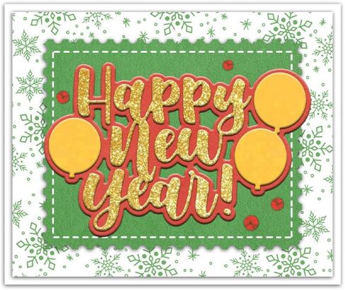 Happy New Year Die Cuts for Card Making Balloon Metal Cutting Dies Sets for DIY Handmade Scrapbooking Paper Crafting Festivals Album Party Wedding Decorative Supplies in Saudi Arabia
