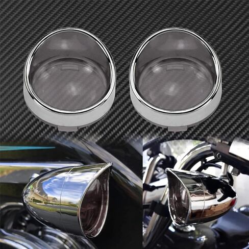 Clear Bullet Turn Signals Lens Cover with Black Visor Bezels Compatible for Harley Dyna Sportster Road King Street Glide Softail Fatboy 2PCS in Kuwait