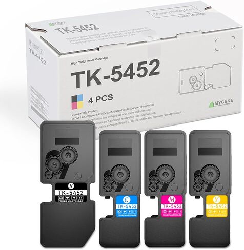 4 عبوات خرطوشة حبر TK5452: متوافقة مع TK5452K TK5452C TK5452M TK5452Y حبر بديل TK-5452 لطابعة Kyocera ECOSYS PA2600cwx PA2600cx MA2600cwfx MA2600cwx in Kuwait