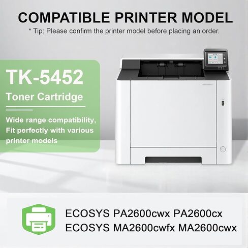 4 عبوات خرطوشة حبر TK5452: متوافقة مع TK5452K TK5452C TK5452M TK5452Y حبر بديل TK-5452 لطابعة Kyocera ECOSYS PA2600cwx PA2600cx MA2600cwfx MA2600cwx in Kuwait