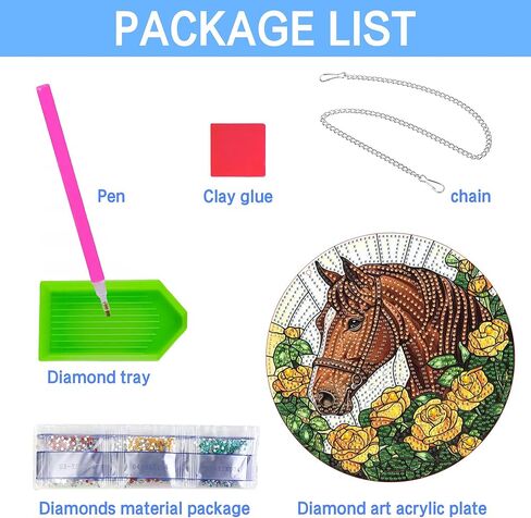 VAIIEYO Horse Diamond Art Hanging Ornament, Animal Diamond Painting Suncatchers Window Hanging Kit with Chain, 7.5x7.5 inch Crystal Pendant Art Craft for Gift Home Wall Front Door Decoration in Saudi Arabia
