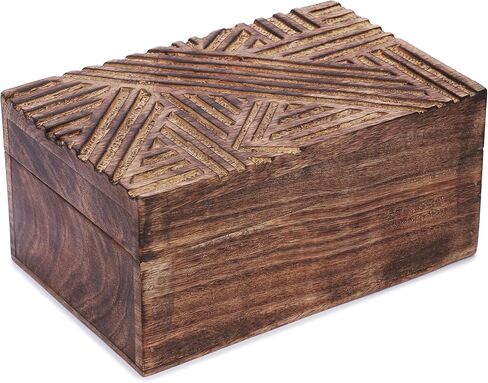 Ajuny Handcrafted Decorative Jewelry Box Beautifully Tree Of Life Design Carving Wooden Treasure Chest Jewellery Storage Boxes Organizer Trinket keepsake Holder Watch Box, Great for Gifts - 9x6 Inch in Kuwait