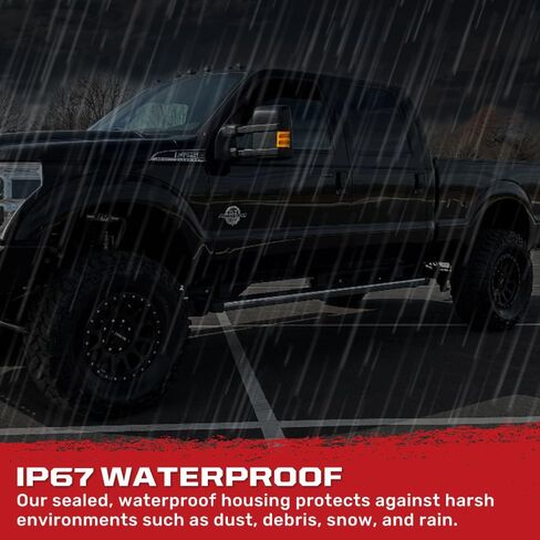 عدسات مرآة جانبية RECON 08-16 Superduty F250/F350/F450 (مجموعة مكونة من قطعتين) مصابيح تشغيل بيضاء أو كهرمانية عالية الطاقة وإشارات انعطاف كهرماني ضوئية عدسة مدخنة أو شفافة (العدسة المدخنة) in Saudi Arabia