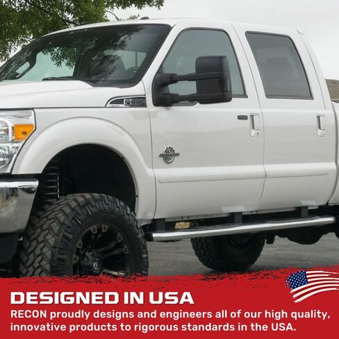 عدسات مرآة جانبية RECON 08-16 Superduty F250/F350/F450 (مجموعة مكونة من قطعتين) مصابيح تشغيل بيضاء أو كهرمانية عالية الطاقة وإشارات انعطاف كهرماني ضوئية عدسة مدخنة أو شفافة (العدسة المدخنة) in Saudi Arabia