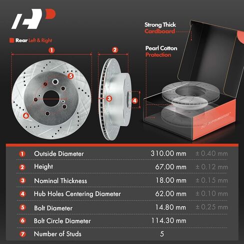 A-Premium Front and Rear Drilled and Slotted Disc Brake Rotors + Ceramic Pads Kit Compatible with Lexus Models - IS350 2006-2009 2010-2013, GS350 2007-2008, GS350 2011, GS430, GS450h, GS460 12-PC Set in Saudi Arabia