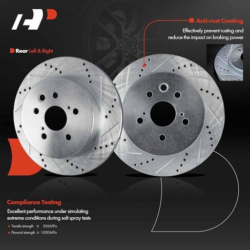 A-Premium Front and Rear Drilled and Slotted Disc Brake Rotors + Ceramic Pads Kit Compatible with Lexus Models - IS350 2006-2009 2010-2013, GS350 2007-2008, GS350 2011, GS430, GS450h, GS460 12-PC Set in Saudi Arabia