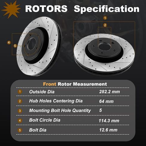 11.10 inch Front and 10.24 inch Rear Rotor Drilled and Slotted Brake Kit Ceramic Brake Pads Replacement for 1998-2002 Honda Accord in Saudi Arabia