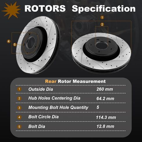 11.10 inch Front and 10.24 inch Rear Rotor Drilled and Slotted Brake Kit Ceramic Brake Pads Replacement for 1998-2002 Honda Accord in Saudi Arabia