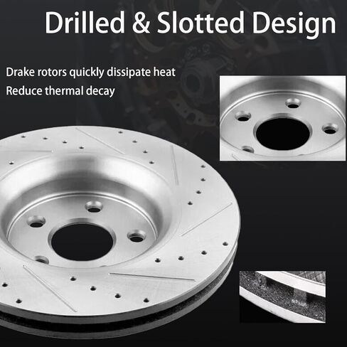 11.10 inch Front and 10.24 inch Rear Rotor Drilled and Slotted Brake Kit Ceramic Brake Pads Replacement for 1998-2002 Honda Accord in Saudi Arabia