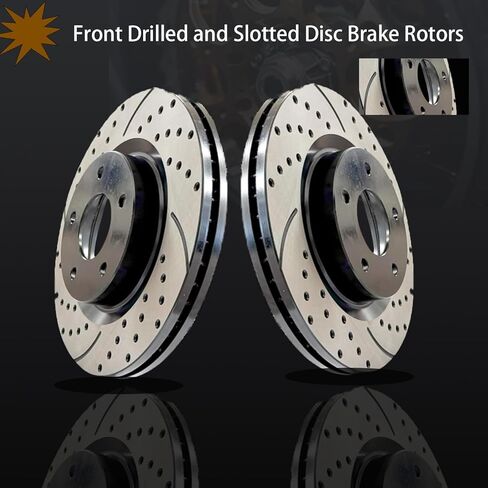 11.10 inch Front and 10.24 inch Rear Rotor Drilled and Slotted Brake Kit Ceramic Brake Pads Replacement for 1998-2002 Honda Accord in Saudi Arabia