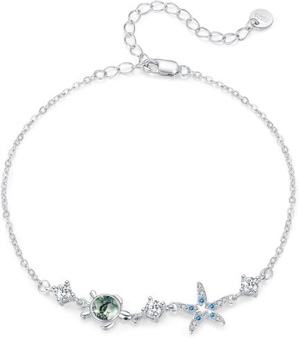 Cuoka Turtle Bracelet for Women Double Layer Opal Tortoise Bracelets S925 Sterling Silver Hypoallergenic Jewelry Gifts for Mother Girls in Kuwait