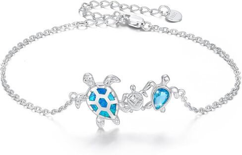 Cuoka Turtle Bracelet for Women Double Layer Opal Tortoise Bracelets S925 Sterling Silver Hypoallergenic Jewelry Gifts for Mother Girls in Saudi Arabia