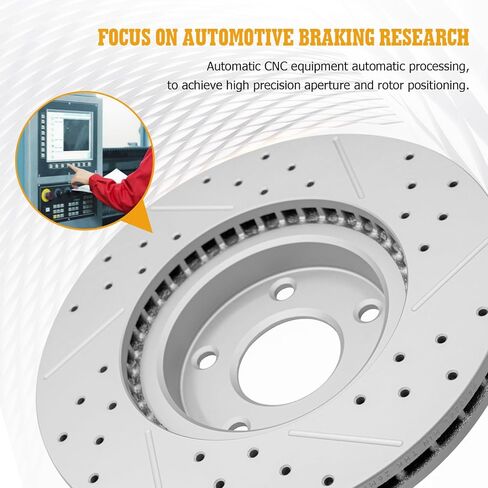 Ceramic Brake Pads and Rotors Kit Front Drilled Slotted Vented Rotors & Brakes Replacement for Mazda 6 2014 2015 2016 2017 2018 in Kuwait