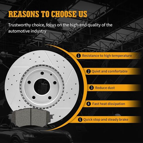 Ceramic Brake Pads and Rotors Kit Front Drilled Slotted Vented Rotors & Brakes Replacement for Mazda 6 2014 2015 2016 2017 2018 in Kuwait