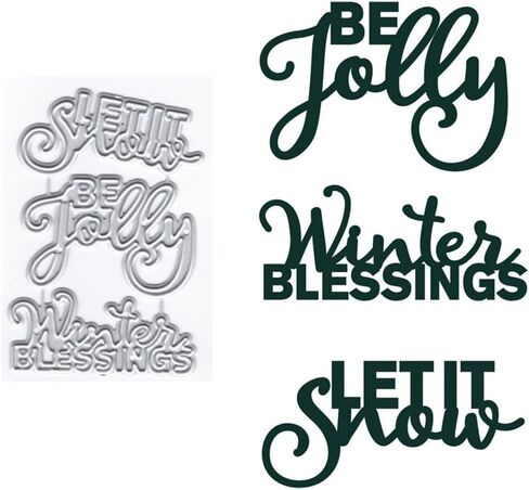كلمات BE Jolly Winter Blessings LETIT قطع قوالب الثلج لصنع البطاقات، قوالب قطع معدنية بركات لقصاصات الورق، استنسل DIY لتزيين حفلات الزفاف والمهرجانات in Saudi Arabia