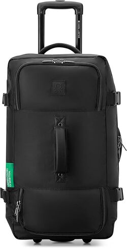 United Colors of Benetton Now Two Wheeled Rolling Duffel Bag, Light Blue, Checked Luggage 24 Inch in Saudi Arabia
