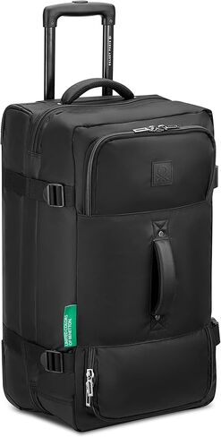 United Colors of Benetton Now Two Wheeled Rolling Duffel Bag, Light Blue, Checked Luggage 24 Inch in Saudi Arabia