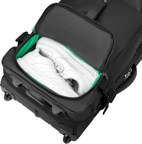 United Colors of Benetton Now Two Wheeled Rolling Duffel Bag, Light Blue, Checked Luggage 24 Inch in Saudi Arabia