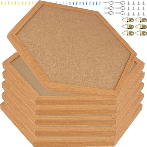 6 Pack 12"x12" Hexagon Cork Board, Black Framed Hexagon Bulletin Board, Thick Modern Decorative Cork Board with 48 Push Pins for Home, Office, School in Saudi Arabia
