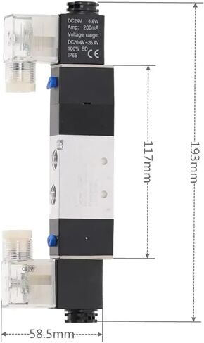 4V230-08C 5 Way 3 Position 1/4" Pneumatic Solenoid Valve DC12V DC24V AC110V AC220V(DC24V) in Saudi Arabia