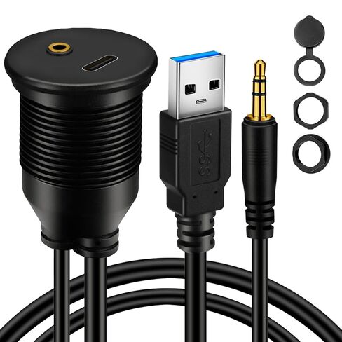 BATIGE Single Port USB 3.0 Male to Type C 3.0 Female Car Flush Mount Cable USB C 3.0 Panel Mount Extension Cable for Car Truck Boat Motorcycle Dashboard 3ft in Saudi Arabia