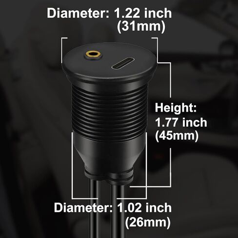 BATIGE Single Port USB 3.0 Male to Type C 3.0 Female Car Flush Mount Cable USB C 3.0 Panel Mount Extension Cable for Car Truck Boat Motorcycle Dashboard 3ft in Saudi Arabia