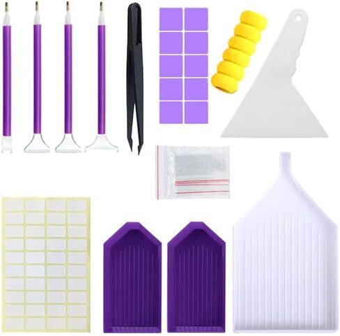 54PCS Diamond Art Painting Kit, Complete DIY Tools & Accessories Set with Pens, Trays, Tweezers, Glue, Diamond Correction, and Storage for Adults & Kids Crafting in Saudi Arabia