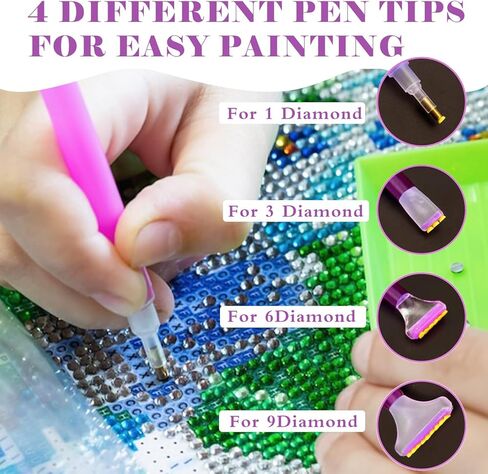 54PCS Diamond Art Painting Kit, Complete DIY Tools & Accessories Set with Pens, Trays, Tweezers, Glue, Diamond Correction, and Storage for Adults & Kids Crafting in Saudi Arabia
