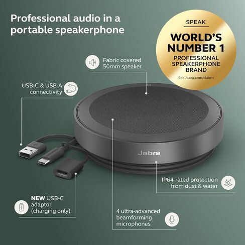 Jabra Speak2 40 Speakerphone - 4 Noise-Cancelling Mics - Dark Grey (Renewed) in Saudi Arabia