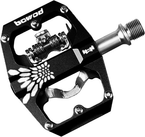 Bike Pedals Dual Function, Flat Bicycle Pedals Clipless & MTB SPD Pedals w Cleat, CNC Aluminum Mountain Bike Pedals w 9/16" Cr-Mo Spindle 2 Bearings 10 Pins for Indoor Cycling Urban Riding in Kuwait