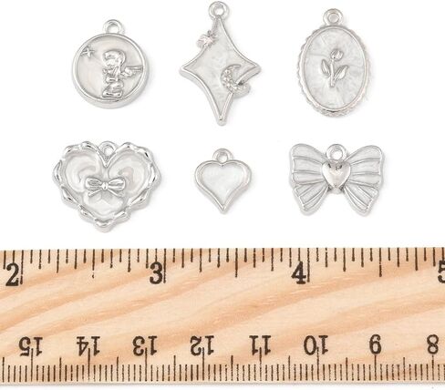 Assorted Elegant Flower Enamel Charms Bow Flower Round Heart Golden Silvery Necklaces Pendants Earrings Charms for Jewelry Making Bracelets Necklaces Earrings Keychains DIY Crafts in Saudi Arabia