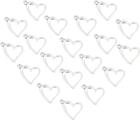 PH PandaHall Heart Charms, 50pcs Tibetan Style Jewelry Charms Alloy Findings for Bracelets Necklace Making, 13x15x1mm, Antique Silver in Saudi Arabia