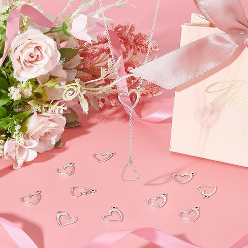 PH PandaHall Heart Charms, 50pcs Tibetan Style Jewelry Charms Alloy Findings for Bracelets Necklace Making, 13x15x1mm, Antique Silver in Saudi Arabia